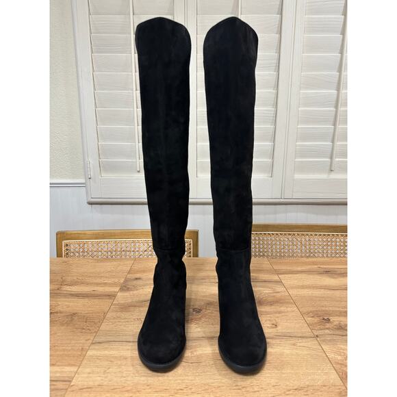 Stuart Weitzman 5050 Over The Knee Tall Boots Black Suede/Gaberdine Size 5 NWOB - Picture 4 of 16